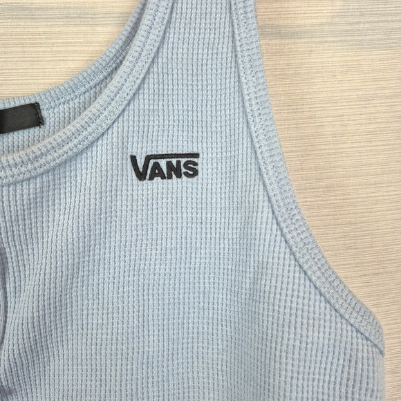 Vans Tank Top Womens Small Light Blue Waffle Knit 1/4 Button Summer Outdoors Sun - Picture 7 of 11